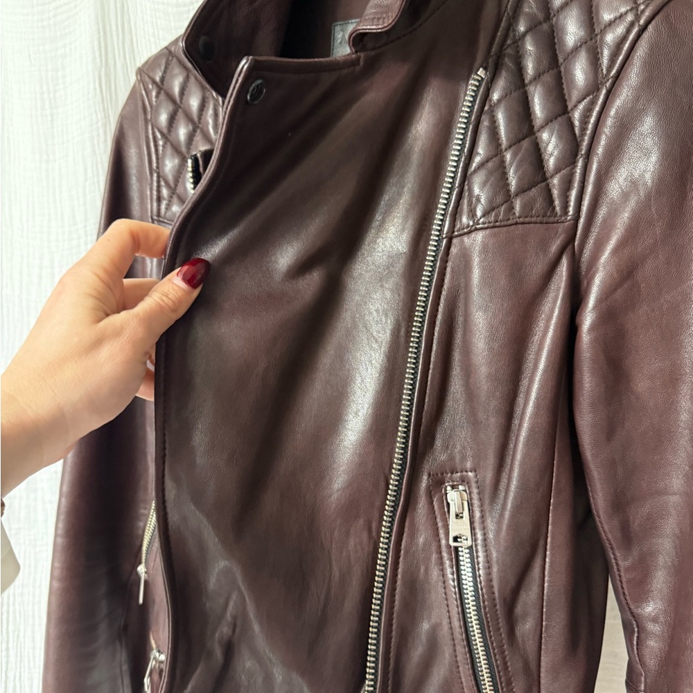 All Saints Deep Brown / Merlot  Leather Jacket
